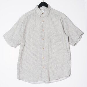 Vintage Claiborne Mens Medium Short Sleeve Button Down Shirt Cotton Linen Ramie